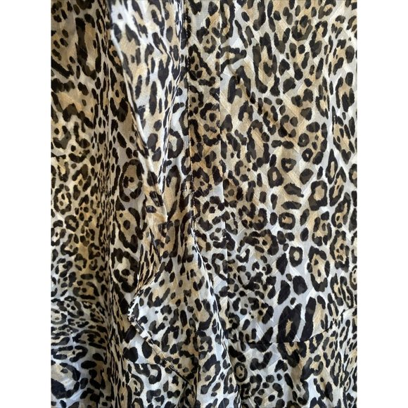 Chico's Womens Shirt Size 1 8/10 Animal Print Ruffle Hidden Button Down … - Picture 4 of 9